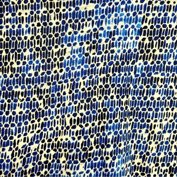 Cynthia Rowley 100% Linen Geometric Tee Blue White Size Medium - Picture 3 of 5